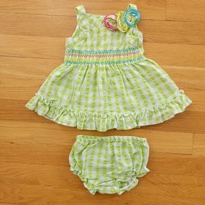 Youngland Baby Green and White Gingham Stitched Ruched Swing Dress, 3-6 …